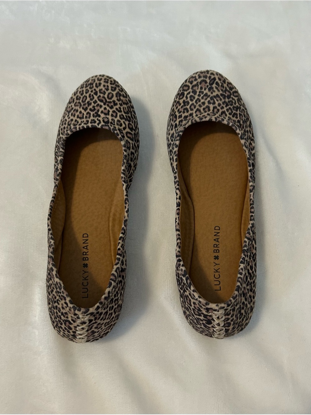 Lucky Brand Women's Leopard Print Ballet Flats in Taupe and Black